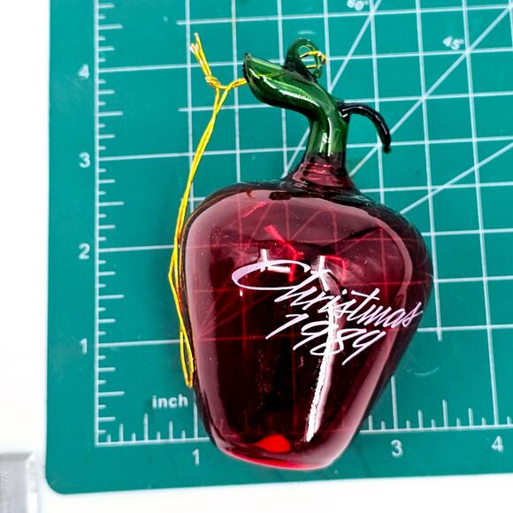 BLOWN GLASS Red Apple Teacher Christmas Ornament 1989 European Handcrafted - Picture 7 of 7